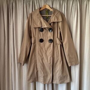 Soia & Kyo Tan Belted Trench Coat Medium Houndstooth Lining